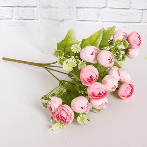 Ветка декоративная Камелия Душенька 28 см розовые цветы
