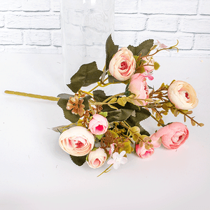 Ветка декоративная Камелия Фифочка 30 см в розовых тонах цветы