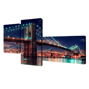 Модульная картина 200х100 см Бруклинский мост в ночи
