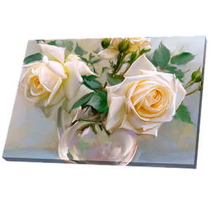 Постер 34х24 см Белые розы в вазе