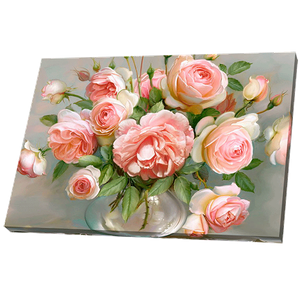 Постер 34х24 см Розовые розы в вазе