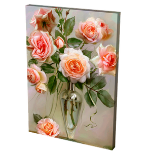Постер 24х34 см Розовые розы в вазе