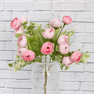 Ветка декоративная Камелия Душенька 28 см розовые цветы