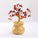 Дерево денежное Сердолик 15 см в золотом мешке натуральный камень
