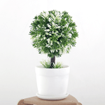 Дерево декоративное Самшит 22 см белое с зеленым